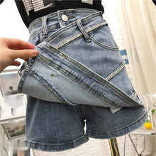 Load image into Gallery viewer, Diamonds Irregular Shorts Women Fashion Zipper Fly Button