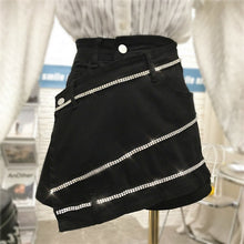 Load image into Gallery viewer, Diamonds Irregular Shorts Women Fashion Zipper Fly Button