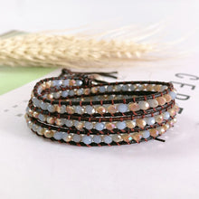 Load image into Gallery viewer, Top Quality Women Bracelets Natural Opal Stone Rhinestone 3 Rows