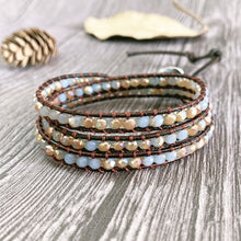 Load image into Gallery viewer, Top Quality Women Bracelets Natural Opal Stone Rhinestone 3 Rows