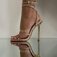 Load image into Gallery viewer, Transparent High Heels Stiletto Sexy Sandals Ankle Cross Strap Patent - Sophornlilly