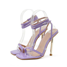 Load image into Gallery viewer, Transparent High Heels Stiletto Sexy Sandals Ankle Cross Strap Patent - Sophornlilly