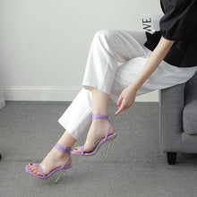 Load image into Gallery viewer, Transparent High Heels Stiletto Sexy Sandals Ankle Cross Strap Patent - Sophornlilly