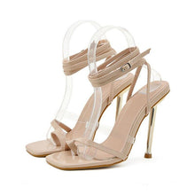 Load image into Gallery viewer, Transparent High Heels Stiletto Sexy Sandals Ankle Cross Strap Patent - Sophornlilly