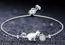 Load image into Gallery viewer, Trendy Cubic Zirconia crystal Cat and Ball charm Bracelets for Women