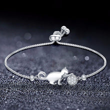 Load image into Gallery viewer, Trendy Cubic Zirconia crystal Cat and Ball charm Bracelets for Women