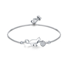 Load image into Gallery viewer, Trendy Cubic Zirconia crystal Cat and Ball charm Bracelets for Women