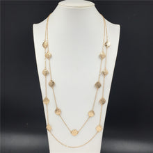 Load image into Gallery viewer, Trendy Gold Color Plating Hammered Leaf Strand  Layered Long Necklace