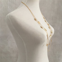 Load image into Gallery viewer, Trendy Gold Color Plating Hammered Leaf Strand  Layered Long Necklace