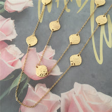 Load image into Gallery viewer, Trendy Gold Color Plating Hammered Leaf Strand  Layered Long Necklace