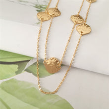 Load image into Gallery viewer, Trendy Gold Color Plating Hammered Leaf Strand  Layered Long Necklace