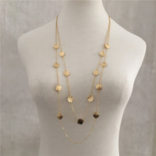 Load image into Gallery viewer, Trendy Gold Color Plating Hammered Leaf Strand  Layered Long Necklace