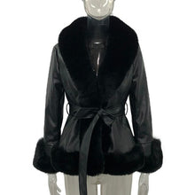 Load image into Gallery viewer, Trendy PU Leather Short Jackets Women Vogue Tie Belt Waist