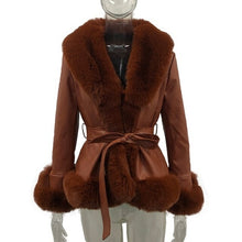Load image into Gallery viewer, Trendy PU Leather Short Jackets Women Vogue Tie Belt Waist