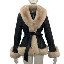 Load image into Gallery viewer, Trendy PU Leather Short Jackets Women Vogue Tie Belt Waist