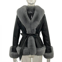 Load image into Gallery viewer, Trendy PU Leather Short Jackets Women Vogue Tie Belt Waist
