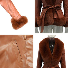 Load image into Gallery viewer, Trendy PU Leather Short Jackets Women Vogue Tie Belt Waist