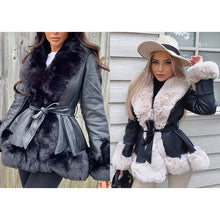 Load image into Gallery viewer, Trendy PU Leather Short Jackets Women Vogue Tie Belt Waist