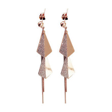 Load image into Gallery viewer, Triangle Tassel Titanium Steel Earrings Temperament Female Long Style