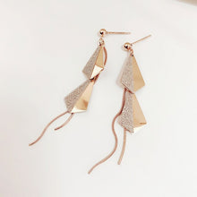 Load image into Gallery viewer, Triangle Tassel Titanium Steel Earrings Temperament Female Long Style