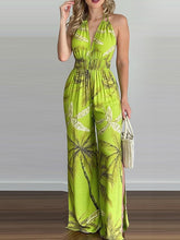 Load image into Gallery viewer, Tropical Print Romper Jumpsuit | Tropical Jumpsuit Sleeves | Tropical