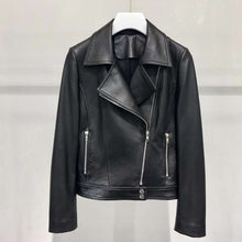 Load image into Gallery viewer, Turn down collar coat women spring autumn genuine leather jacket