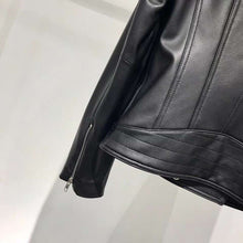 Load image into Gallery viewer, Turn down collar coat women spring autumn genuine leather jacket