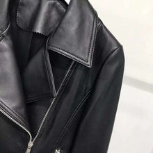 Load image into Gallery viewer, Turn down collar coat women spring autumn genuine leather jacket