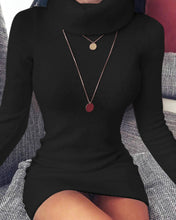 Load image into Gallery viewer, Turtleneck Warm Knitted Dress Solid Color Sheath Bodycon