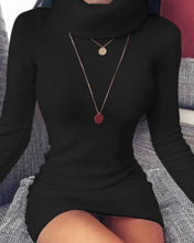 Load image into Gallery viewer, Turtleneck Warm Knitted Dress Solid Color Sheath Bodycon