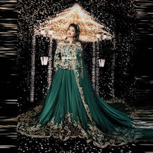 Load image into Gallery viewer, Two Pieces Moroccan Kaftan Off Shoulder Long Mermaid Arabic Evening