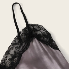 Load image into Gallery viewer, Two piece Sleepwear For Women Sexy Satin Silk Babydoll Lace Nightwear