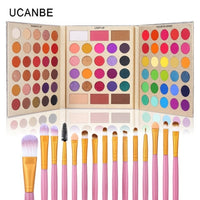 Ucanbe Pretty All Set Eyeshadow Palette with 15pcs Makeup Brushes