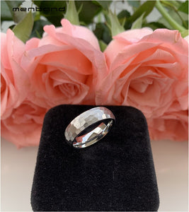 Unique Hammer Ring Women Tungsten Carbide Wedding Band With Multi Face