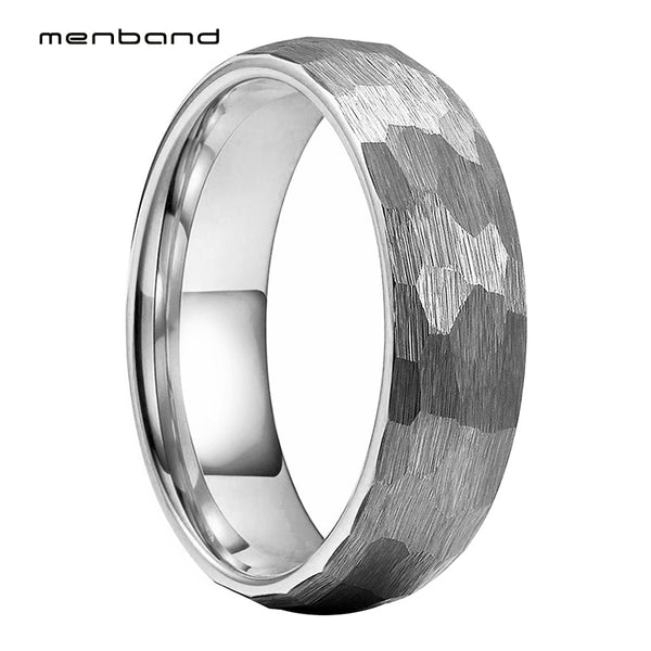 Unique Hammer Ring Women Tungsten Carbide Wedding Band With Multi Face