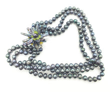 Load image into Gallery viewer, Unique gifts  9 10MM black 3 layer natural freshwater pearl necklace