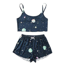 Load image into Gallery viewer, Universe Print Women Pajamas Suit Fashion Lounge Wear Cropped Camis