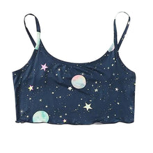 Load image into Gallery viewer, Universe Print Women Pajamas Suit Fashion Lounge Wear Cropped Camis