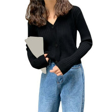 Load image into Gallery viewer, V neck Candy Color Sweet Cardigan Women Buttoned Long sleeved Knitted - Sophornlilly