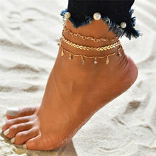 Load image into Gallery viewer, 5 pcs/set Fashion Anklet Set Gold Color Chain Crystal Foot