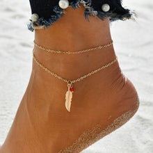 Load image into Gallery viewer, 5 pcs/set Fashion Anklet Set Gold Color Chain Crystal Foot
