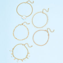 Load image into Gallery viewer, 5 pcs/set Fashion Anklet Set Gold Color Chain Crystal Foot