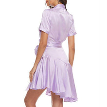 Load image into Gallery viewer, Casual Solid Dress For Women V Neck Short Sleeve High Waist - Sophornlilly
