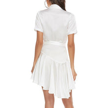 Load image into Gallery viewer, Casual Solid Dress For Women V Neck Short Sleeve High Waist - Sophornlilly