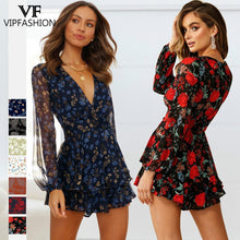 Load image into Gallery viewer, FASHION Floral Printing Deep V Neck Rompers Sexy Women's Ruffled - Sophornlilly
