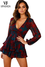 Load image into Gallery viewer, FASHION Floral Printing Deep V Neck Rompers Sexy Women's Ruffled - Sophornlilly