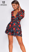 Load image into Gallery viewer, FASHION Floral Printing Deep V Neck Rompers Sexy Women's Ruffled - Sophornlilly
