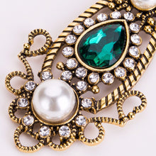 Load image into Gallery viewer, Vintage Baroque Style Crystal With Pearls Big Cross Dangle Earrings