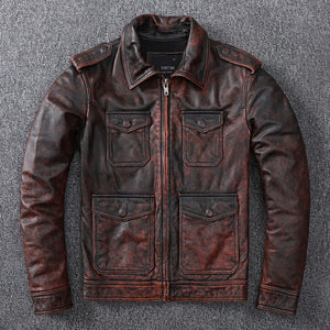 Vintage Brown Hunting Leather Jacket