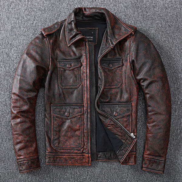 Vintage Brown Hunting Leather Jacket